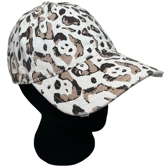 Aerie Dad Baseball Hat Cap OS Leopard Animal Print Distressed Strapback - Picture 1 of 7